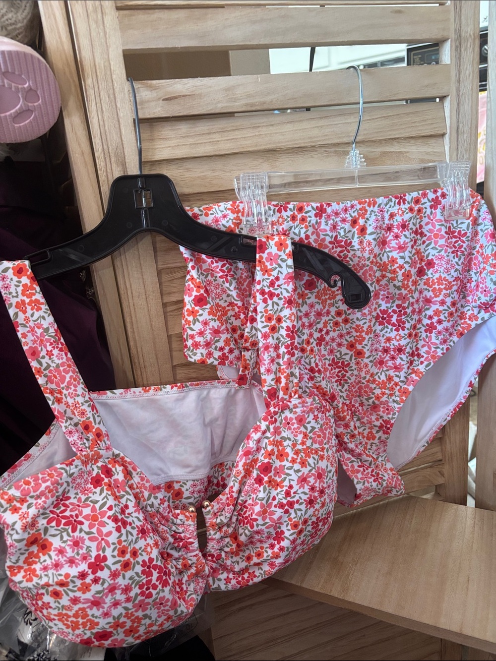 Ladies Floral Pink Two-Piece Swimsuit XL NWOT